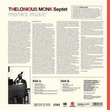 Thelonious Monk Septet : Monk's Music (LP, Album, Ltd, RE, Red)