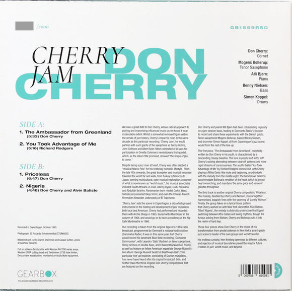 Don Cherry : Cherry Jam  (12", EP, RSD, Mono, Ltd, Num)