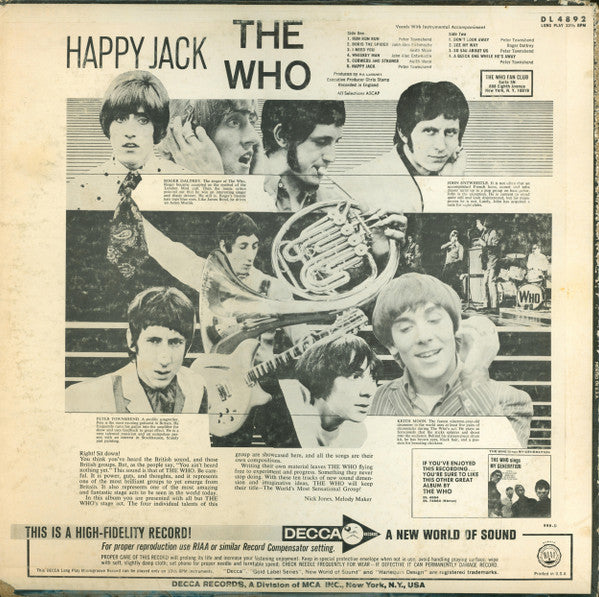 The Who : Happy Jack (LP, Album, Mono, Pin)