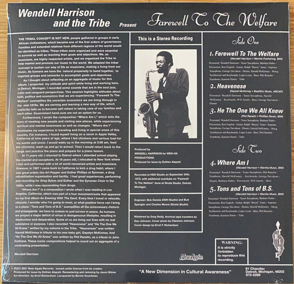 Wendell Harrison : Farewell To The Welfare (LP, Album, RM)