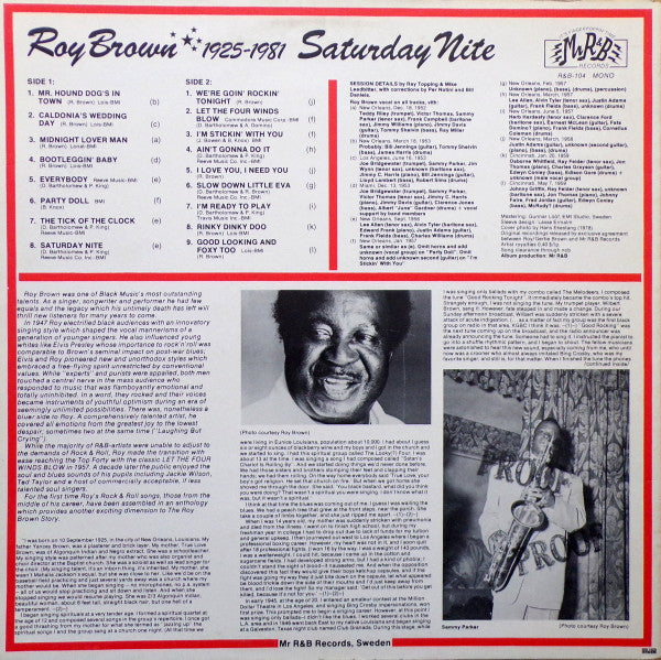 Roy Brown : Saturday Nite (LP,Compilation,Mono)