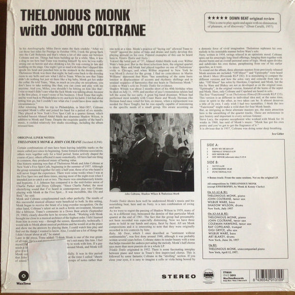 Thelonious Monk With John Coltrane : Thelonious Monk With John Coltrane (LP, Album, Ltd, RE, RM, 180)