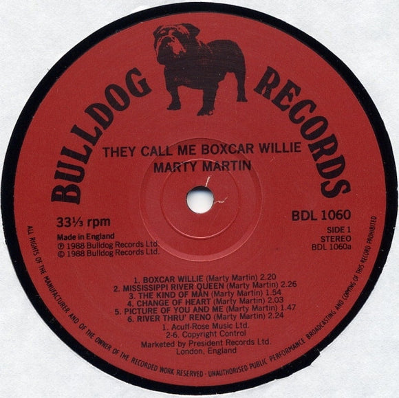 Marty Martin : They Call Me Boxcar Willie (LP, Album)