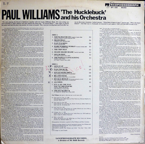 Paul Williams Orchestra Featuring  Noble Watts : The Hucklebuck (LP,Compilation,Mono)