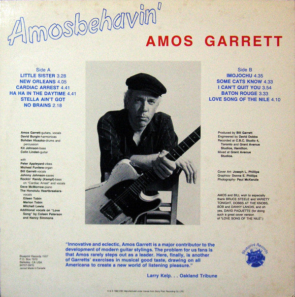 Amos Garrett : Amosbehavin' (LP, Album, RE)