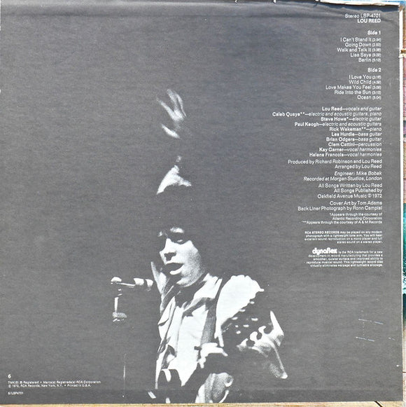 Lou Reed : Lou Reed (LP, Album, Ind)